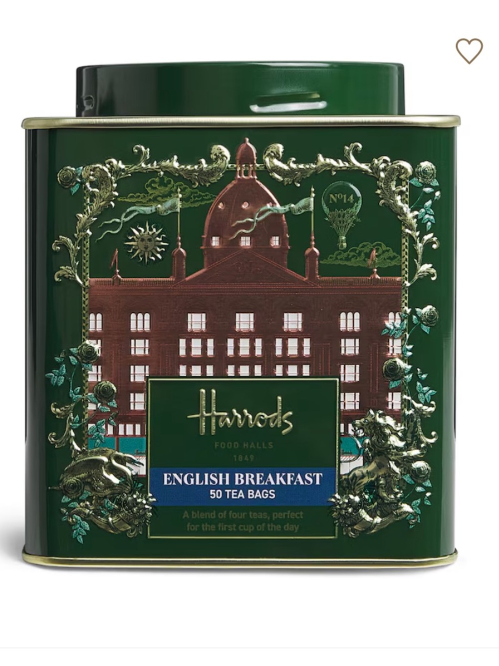 Harrods Green and Gold English Breakfast Tea Tin